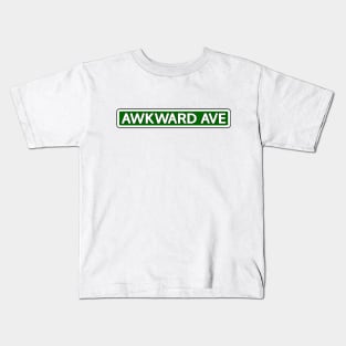 Awkward Ave Street Sign Kids T-Shirt